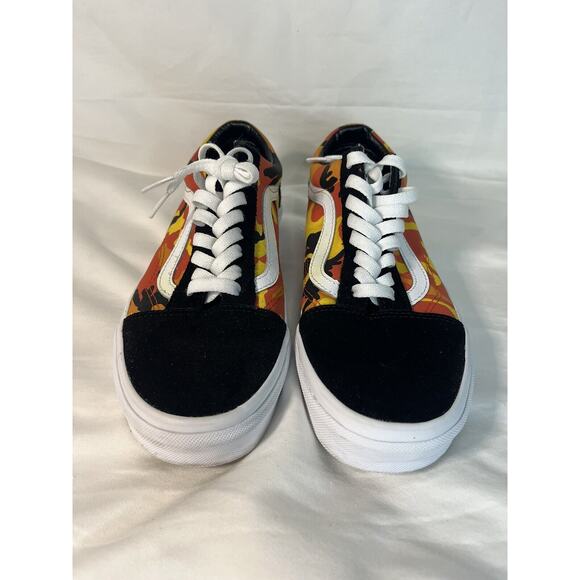 Vans Old Skool Red, Orange and Yellow Camo sneaker Women's size 9 Mens size 7.5 - Picture 2 of 5